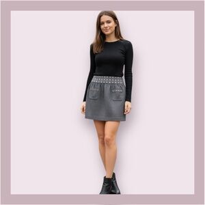 Candie’s Grey Mock Stud Mini Skirt